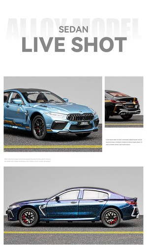 1:24 BMW M8 MANHART Supercar Alloy Car Model Sound Light Pull Back Toy Vehicle - Picture 20 of 25