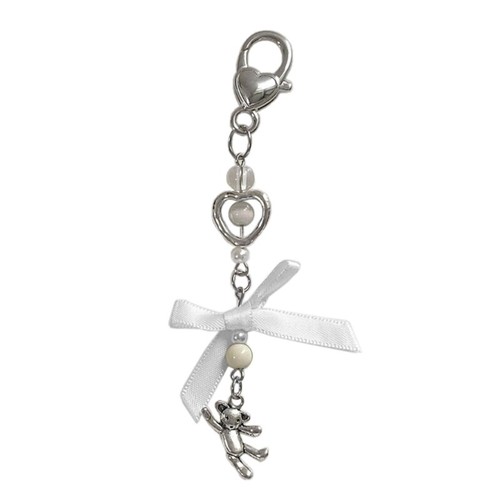 Y2K Phone Charm Chain Cute Girls Pendant Bear Bowknot Cellphone Strap Lanyard - Photo 4 sur 11