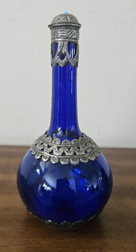Cobalt Blue & Silver Metal VTG Art Glass Display Decanter. Made in India. - Picture 15 of 15