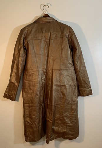 Vintage Boston Proper Brown Pearlized Leather Trench coat - Picture 2 of 16