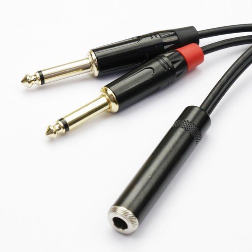 1/4 TRS Female to Dual TS 1/4 Male Stereo Breakout Splitter Adapter Y Cable US - Picture 2 of 4