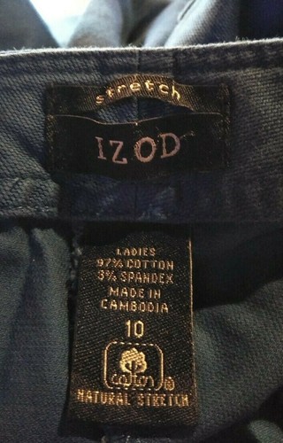 Izod Women's 10 Stretch Royal Blue Capri Pants Clam Diggers Roll Tab Cuff EUC - Picture 8 of 9