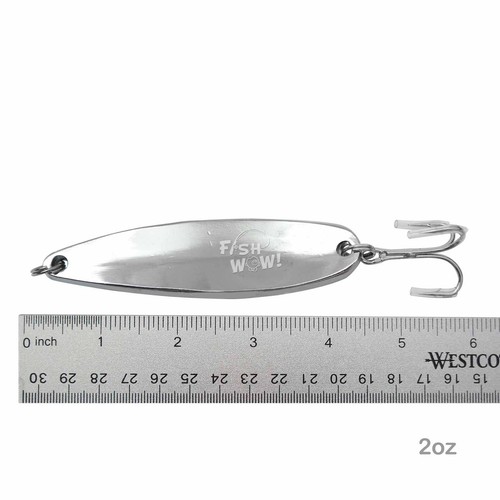 10pcs 2oz Fish WOW! Spoon Jig Treble Hook Trolling Flutter Casting Silver tape - Picture 2 of 7