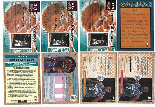 (32) LOTE DE CARTAS DE JUGADOR Larry Johnson - Novatos y 2º año Charlotte Hornets - Imagen 4 de 8