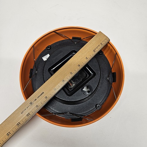 Infinity Instruments 9.5 in Orange Retro Round Metal Wall Clock Silent Quartz - Picture 7 of 7