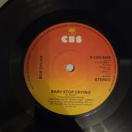 Bob Dylan - baby stop crying/new pony  7"  vinyl single