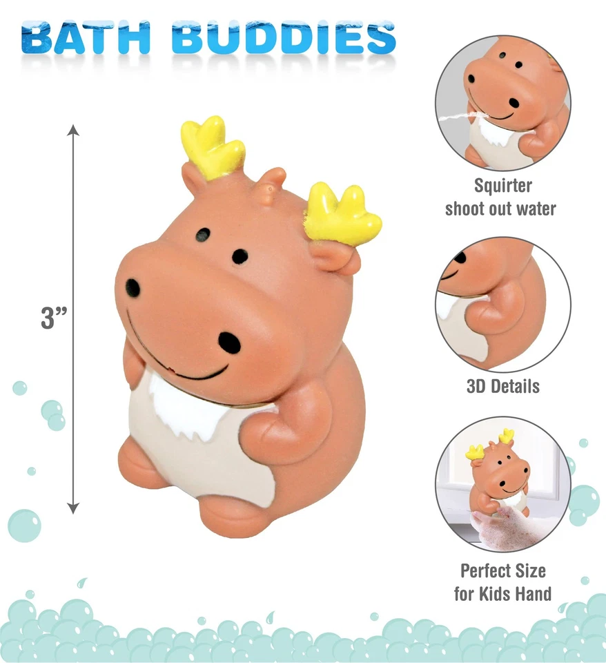 DolliBu Moose Bath Buddy Squirter - Juguete de baño de goma alce flotante, agua divertida... Foto 2 de 4