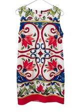 Esqualo Shift Dress Size 8 Floral Sleeveless Mini Dress White Multi Boho Cottage