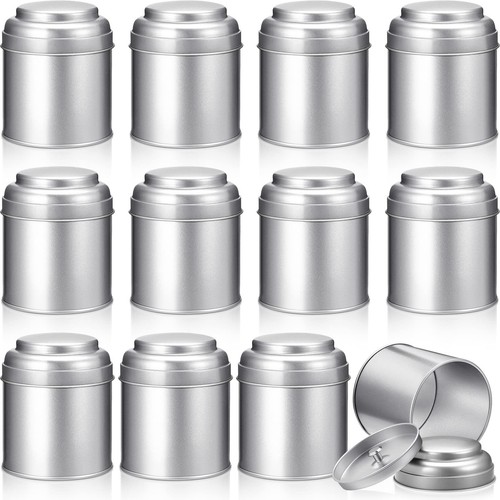 Tea Tin Canister Airtight Double Lids 8 oz Round Tin Can Box Small Kitchen Tea C