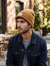 Herschel Supply Co Elmer Beanie One Size Gold Knit Hat Winter Cap Ribbed Classic
