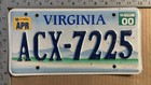 2000 Virginia license plate ACX-7225 Ford Chevy Dodge 21058