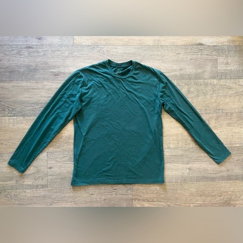True Classic Herren Gr. Large grün Langarm Rundhalsausschnitt Pullover T-Shirt kleiner Fehler