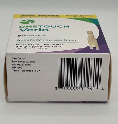 OneTouch Verio Blood Glucose Test Strips Box of 60 Pieces Exp-02/28/2026 - Picture 5 of 6