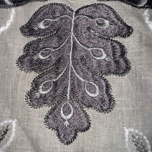 Scalamandre Fabric Sample With Tag 17” Sq. Embroidered Isabella Graphite India - Picture 3 of 5