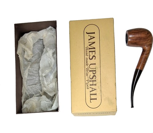 Pipa para fumar James Upshall Tilshead "P" sello (nogal) 1/2 doblada Lovat con caja. - Imagen 3 de 24