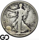 1917-D Walking Liberty Half Dollar, MM on Reverse