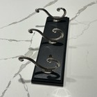 Black Decorative Scroll Die-cast Zinc Metal Silver 3-Hook Wall Hooks Fiberboard 