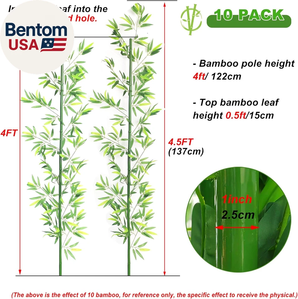 4/5/6Ft Artificial Bamboo Tree 10 Pack, Fake Bamboo Plant with Encrypted Silk Le - Image 2 of 4