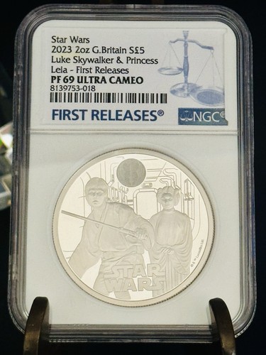 G BRITAIN 2023 STAR WARS LUKE SKYWALKER & PRINCESS LEIA £5 SILBER 2oz MÜNZE PF69 - Bild 3 von 3