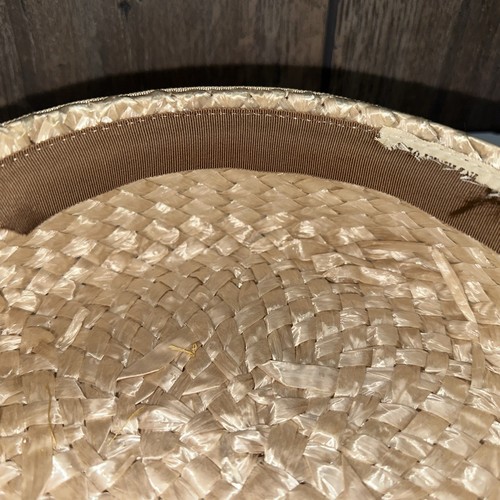 Vintage Straw Bowler Hat Beige FREE SHIPPING - Picture 9 of 15