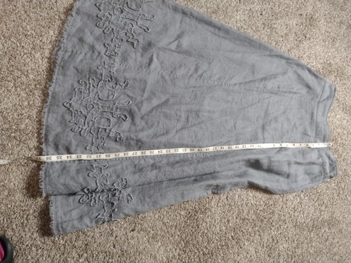Soft Surroundings Linen Maxi Skirt Gray Embroidered Boho Minimalist Beach ii - 第 6/6 張圖片