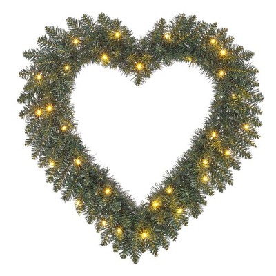 Black Box Trees Weihnachtskranz Herz mit LED-Lichtern - Ø60 cm - Grün