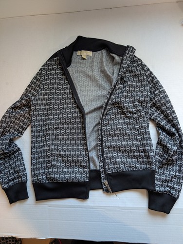 Michael Kors Jacke schwarz weiß Monogram Full Zip Damen Gr. S Langarm