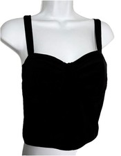 No Boundaries Womens Bustier-Black L 11-13 Velvet Top Wide Straps Gothic Whimsy