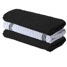 Infinitee Xclusives Premium Kitchen Towels - 3 Pack, Storm Black