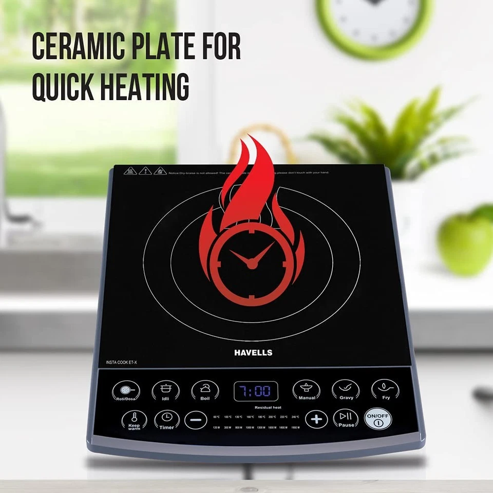 Havells Induction Cooktop Et-X 1900W Touch Control Ceramic Plate Free Shipping - Image 2 of 4