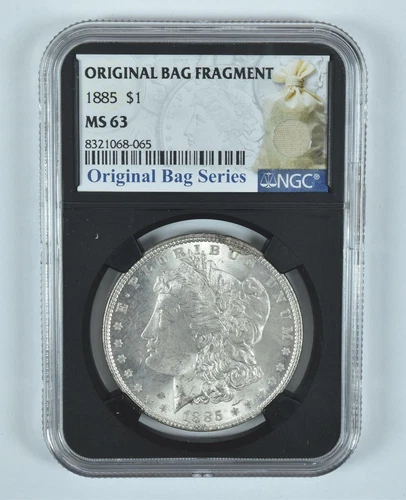 1885 Morgan Silver Dollar Original Bag Fragment MS63 NGC *7748