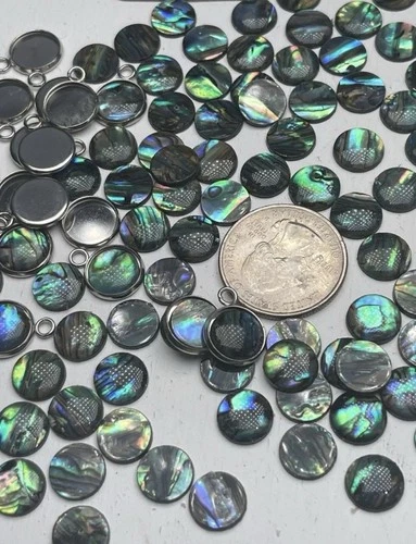 Real Paua Abalone Shell Cabochons, Bezels Earrings & more DIY JEWELRY MAKING Kit image 9