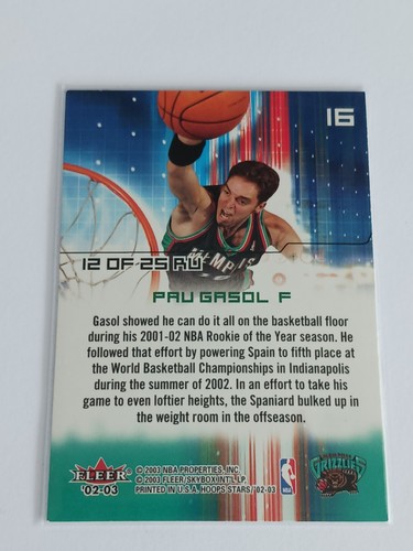 2002-03 NBA Hoops Stars Pau Gasol Raising Up #12 RU Memphis Grizzlies - Bild 2 von 2