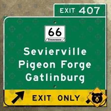 Tennessee Sevierville Pigeon Forge Gatlinburg highway sign exit 407 12x12