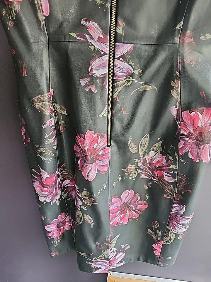 Vestido de fiesta para mujer Calvin Klein floral "pintado" funda de cuero sintético talla 14 Foto 3 de 4