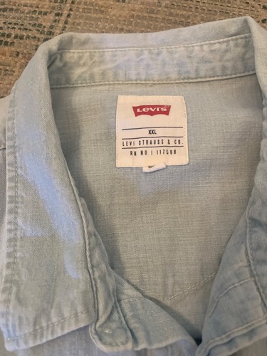 Vintage Levi's Snap Pearl Button Up Shirt Men's Size 2XL Light Blue denim - Picture 2 of 9