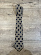 ERMENEGILDO ZEGNA Vintage Men’s Necktie Brown Navy Polka Dot Silk Tie Classic