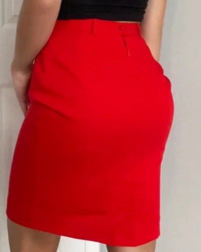 Gonna a matita ESCADA italiana iconica rossa foderata spacco posteriore taglia 38 US 6/8 $500 nuova con etichette - Foto 9 di 9