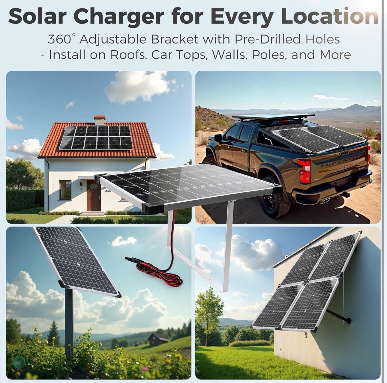 20W 12V Solar Battery Trickle Charger for RV & Boat - Solar Panel Maintainer 10