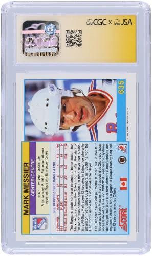 Mark Messier Rangers Signed 1991-92 Score Canadian Bilingual #635 CGC Card - Picture 2 of 3
