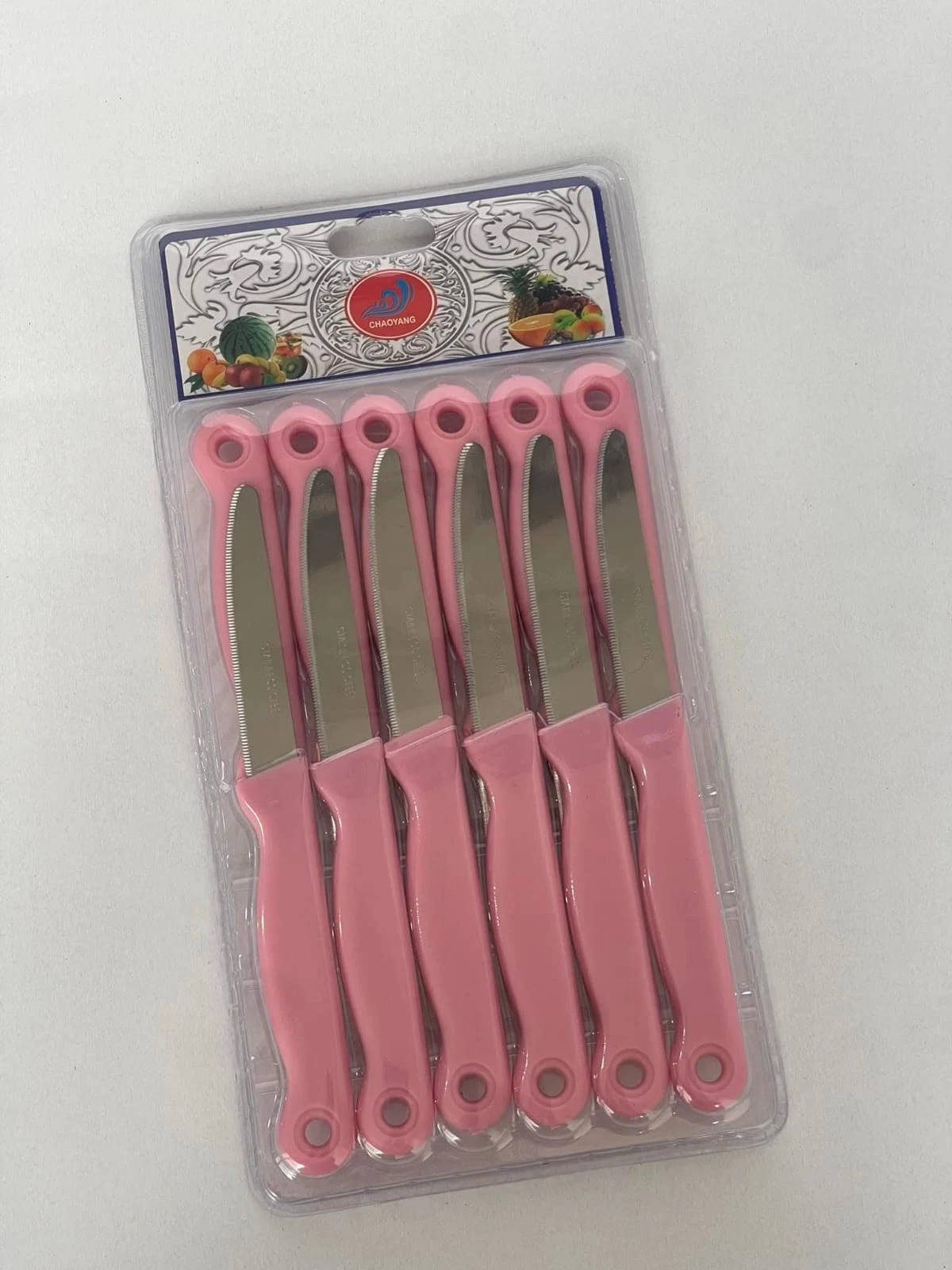 12pc Stainless Steel Fruit Knife Set - Pink Serrated Steak Knives - Chaoyang
Opens in a new window o