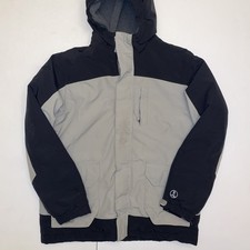 Lands End Boys Squall Winter Parka Jacket Coat Size M 10-12 Black Gray Hood Warm