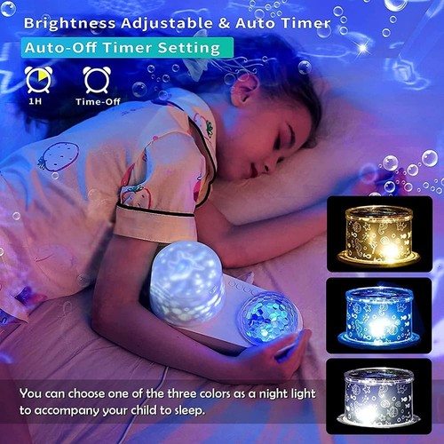 Proyector Ocean Luz Nocturna, Luz Nocturna Infantil Giratoria 360° con 7 Películas y Tiempo - Imagen 3 de 8
