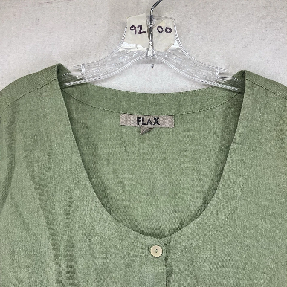 Blusa túnica camisa lino verde salvia lino Lagenlook Cottagecore bolsillos 2G 53x31 Foto 4 de 4