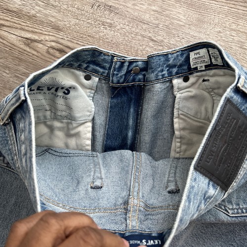 Pantalones de mezclilla rectos Levis hechos y hechos a mano para mujer 29 tiro medio longitud completa - Imagen 15 de 20