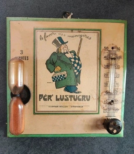Alte Werbeglacoide für Lustucru, Sanduhr
