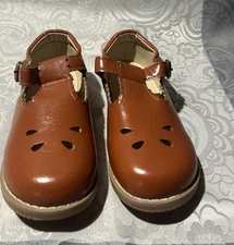 Toddler Little Girl Brown Mary Jane Dress Shoes  Ballet Flats size EU 25 26 27  