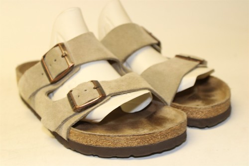 Birkenstock Germany Made Arizona Womens 7 38 Beige Suede Slides Slip On Sandals - Picture 3 of 24