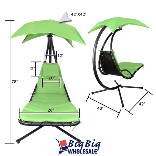 Patio Hanging Chaise Swing Lounger Chair Outdoor Hammock Canopy Arc Stand Porch - 第 3/13 張圖片