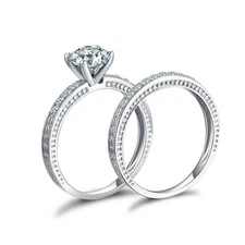 925 Sterling Silver CZ Wedding Band Engagement Solitaire Rings Set Sz 3-12 Ss61